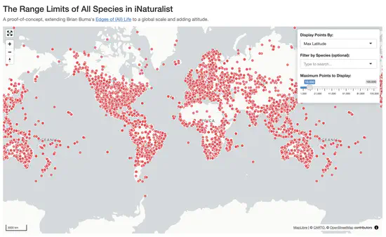 Range Limits of Every Species in iNaturalist